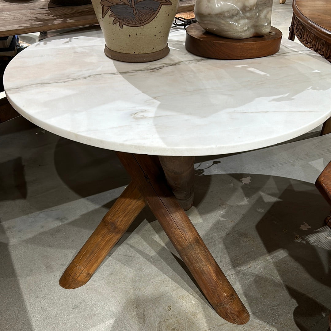 Marble table with bamboo legs