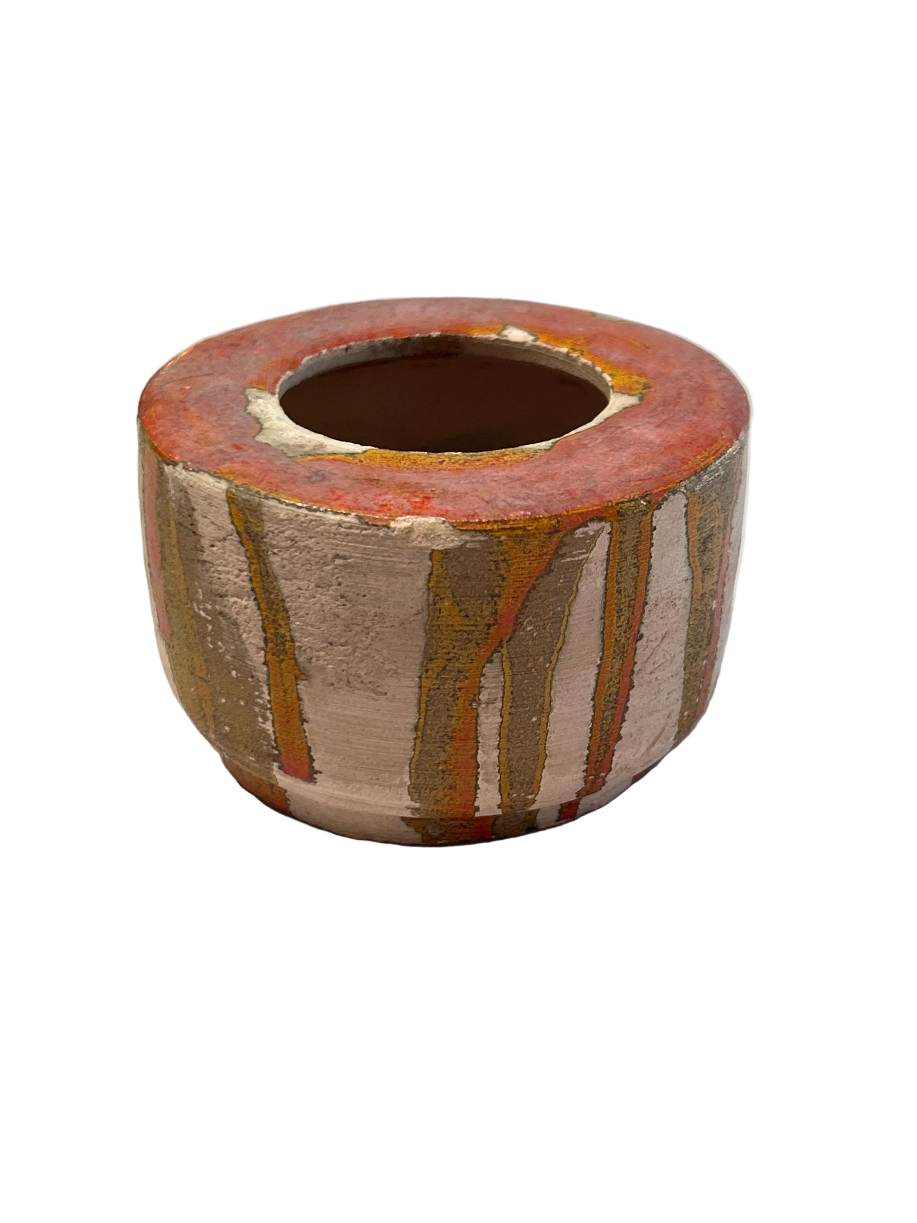 Vintage red drip glaze ceramic vessel