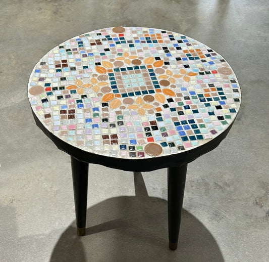 Table tripod with mosaic