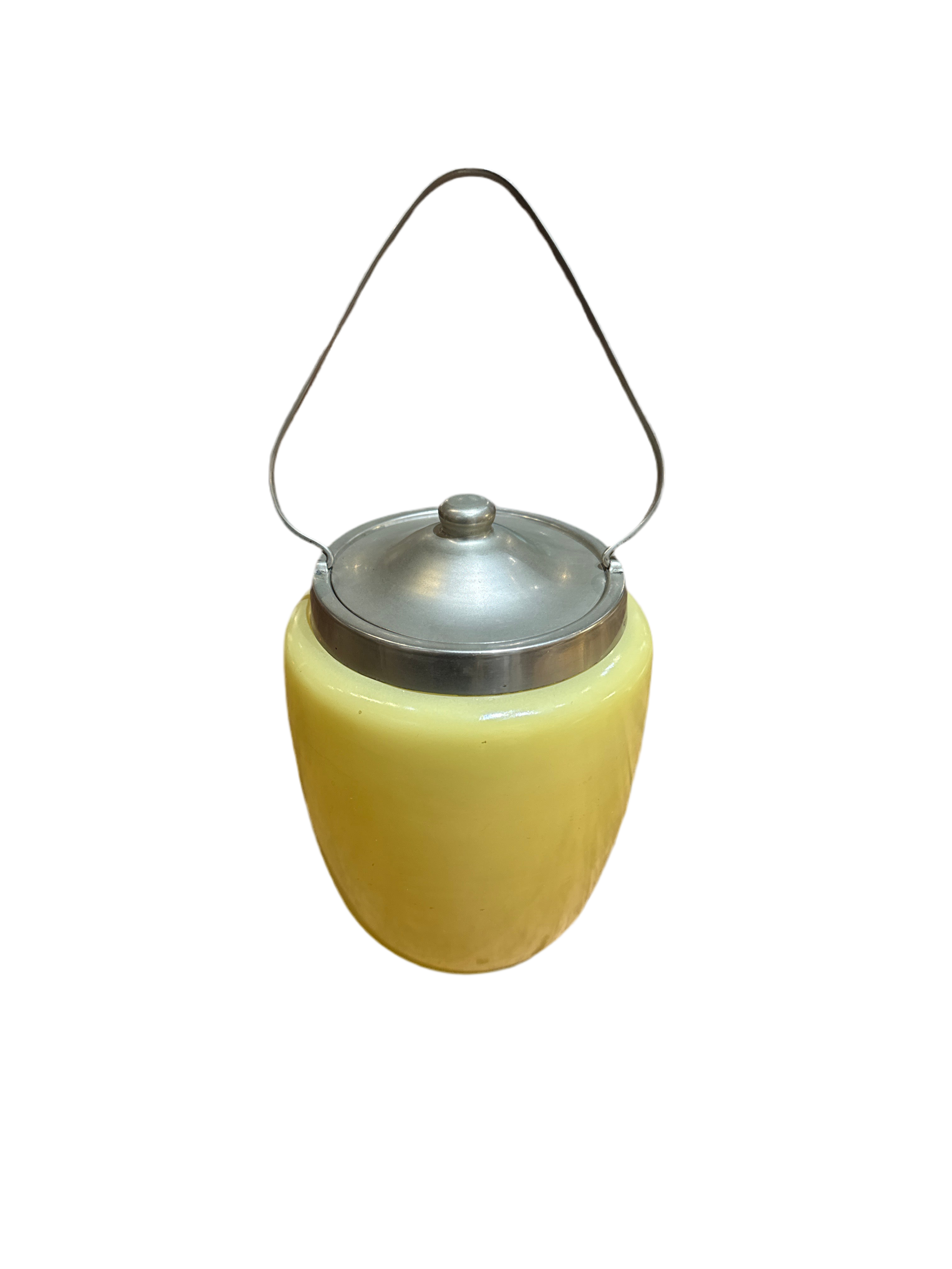 Vintage Yellow Glass Biscuit Barrel