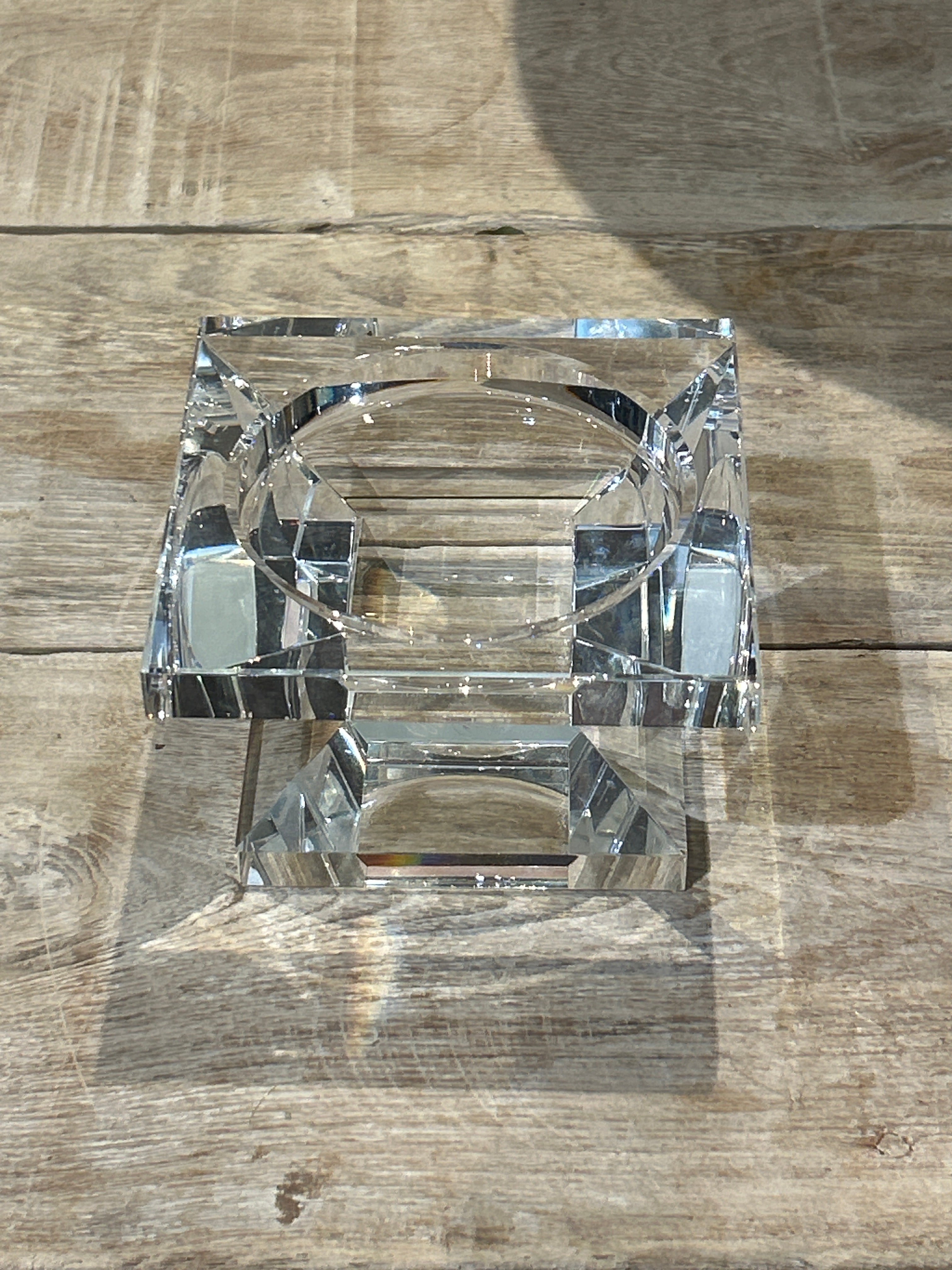 Vintage crystal pillar candle holder