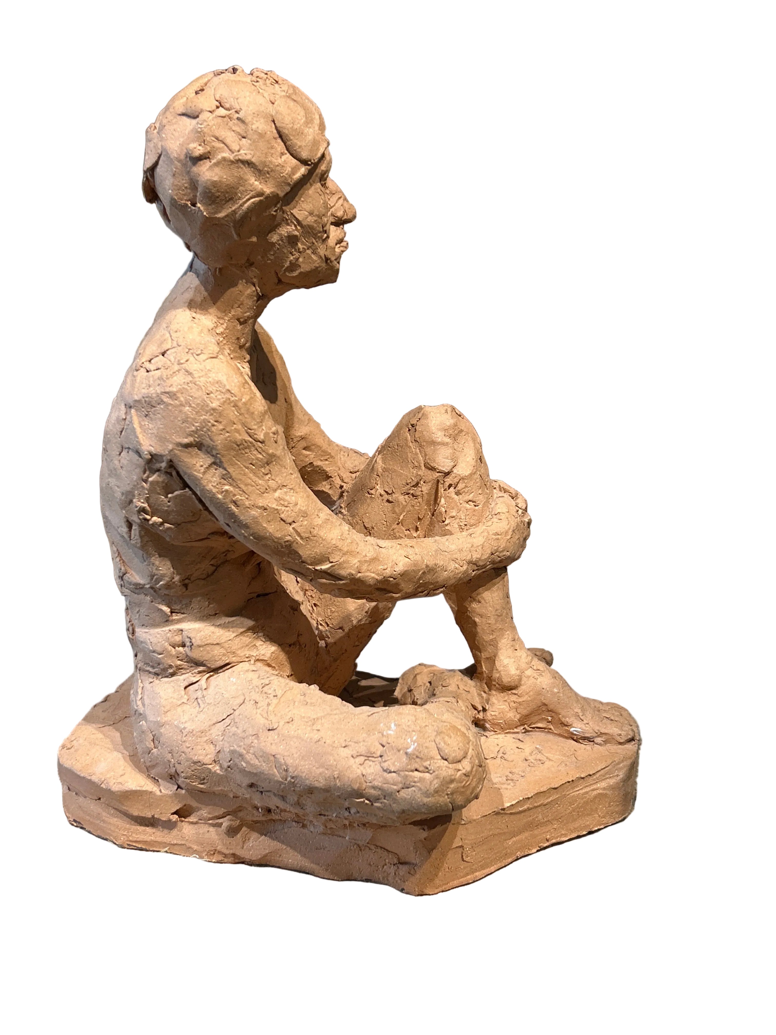 Vintage terracotta nude female sitting sculpture