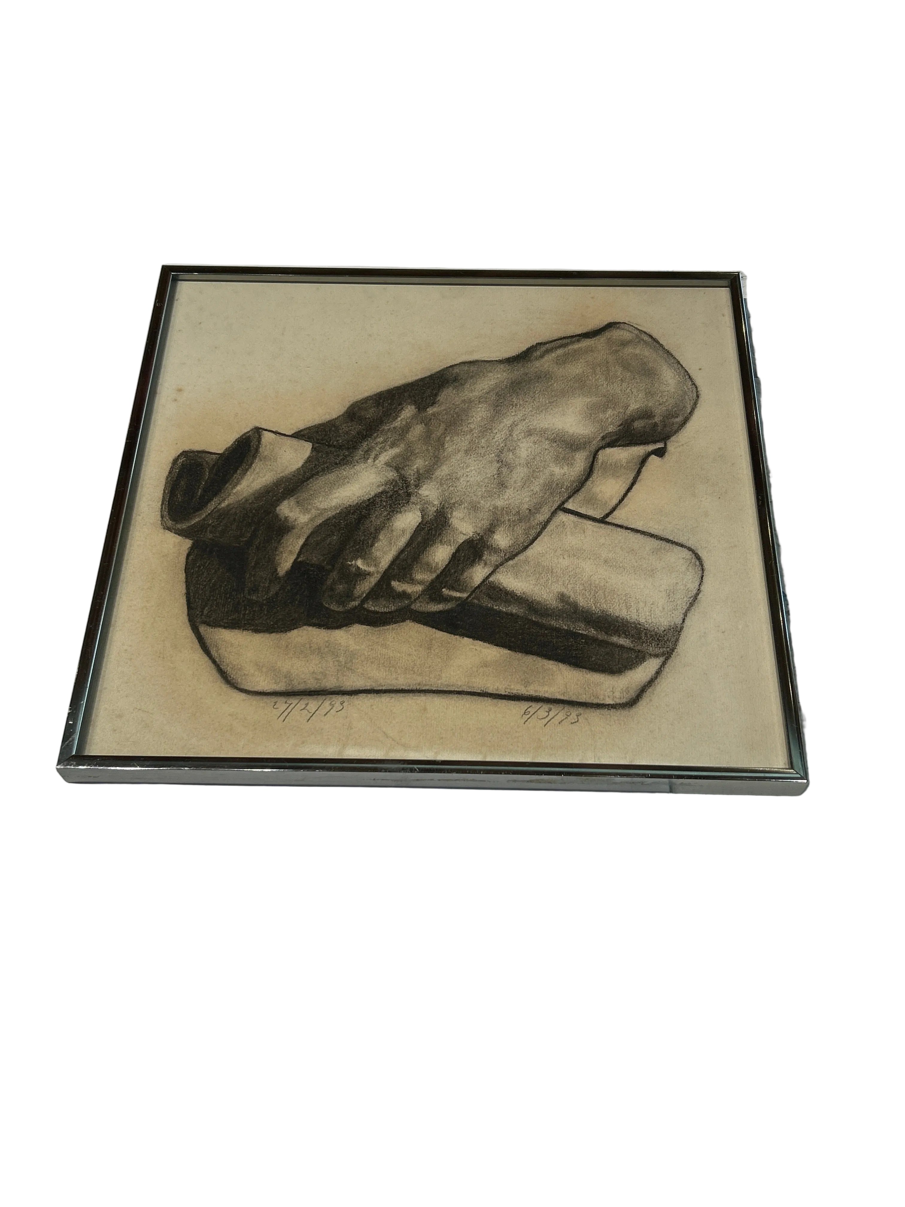 Vintage hand sketch in silver frame