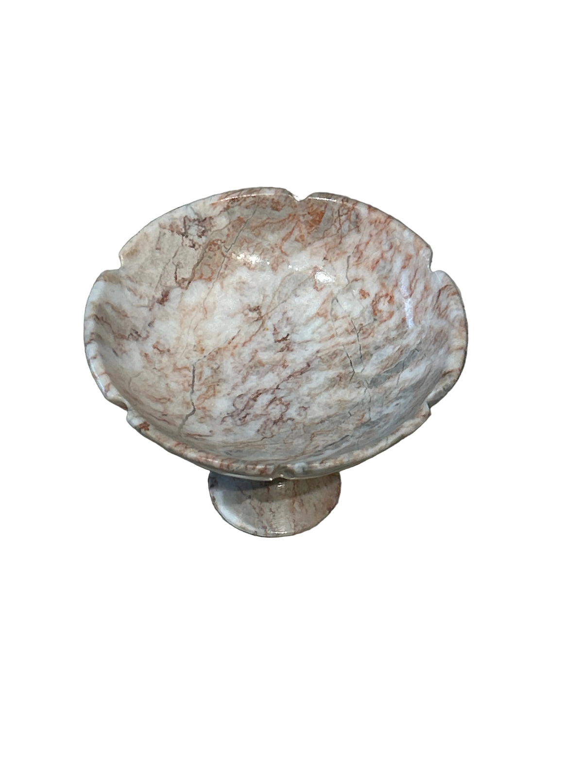 Vintage pink alabaster pedestal bowl