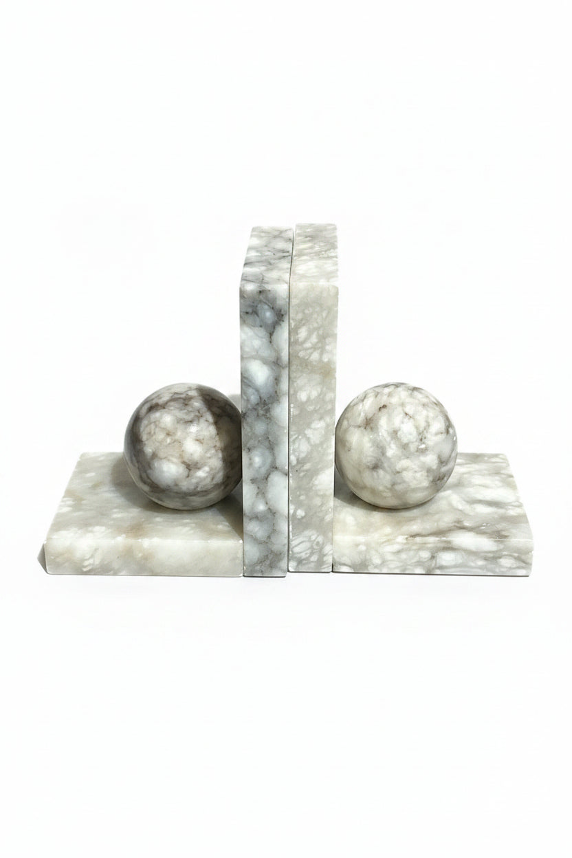 Vintage set of marble orb bookends