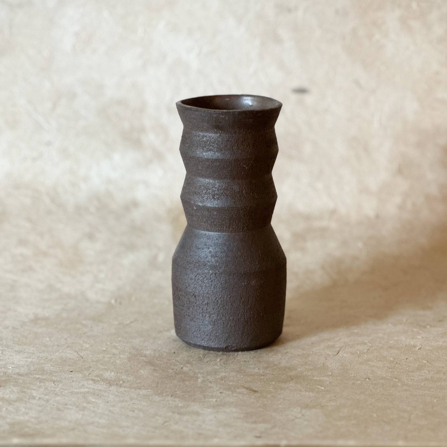 Small  Angled Neck Vase: Light Brown