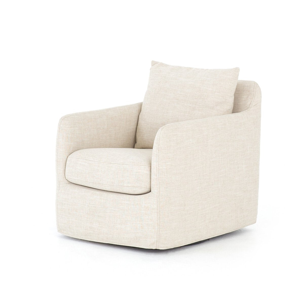 Banks Slipcover Swivel Chair Cambric Ivory