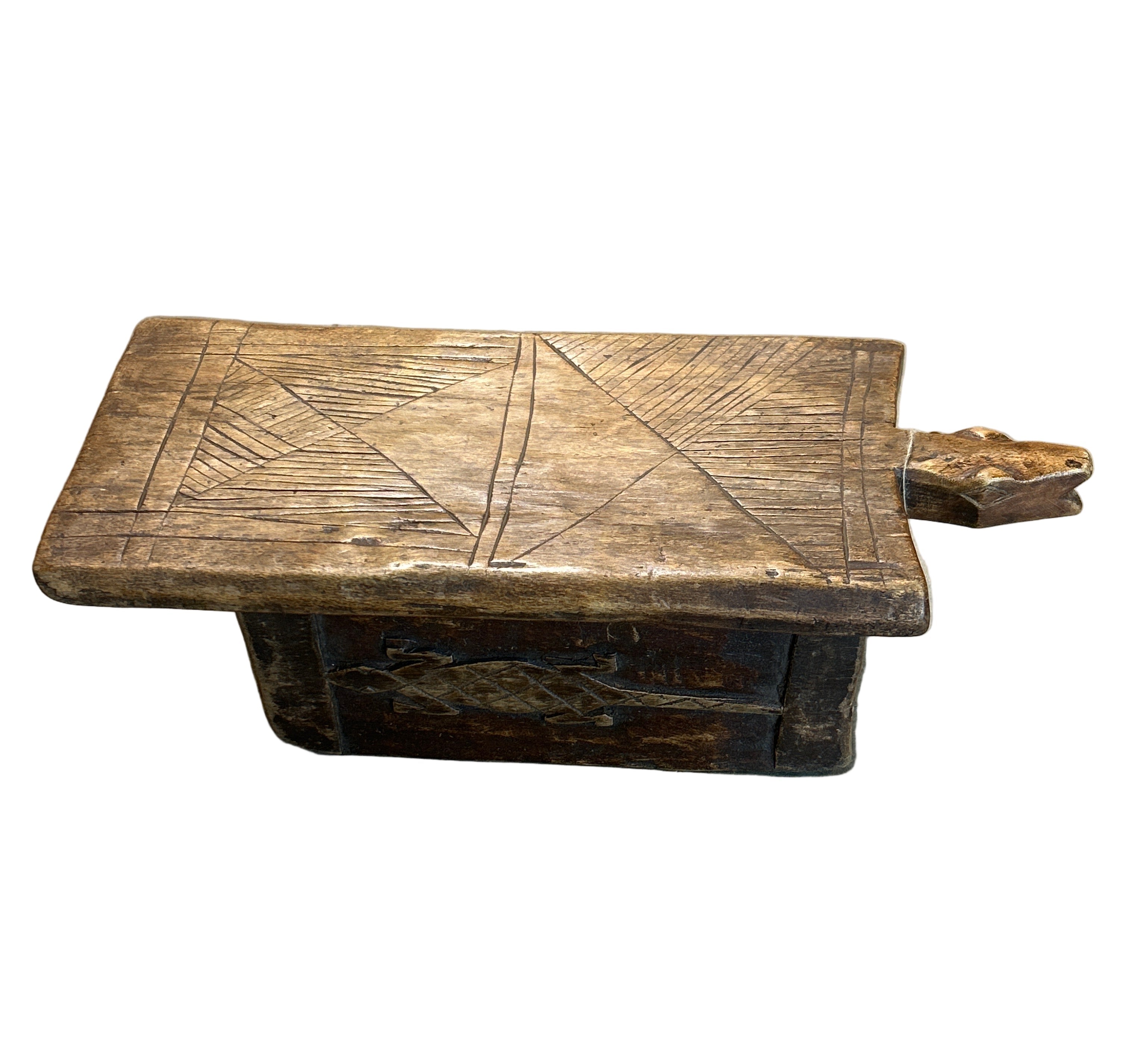 Tribal Stool With Two Crocodiles