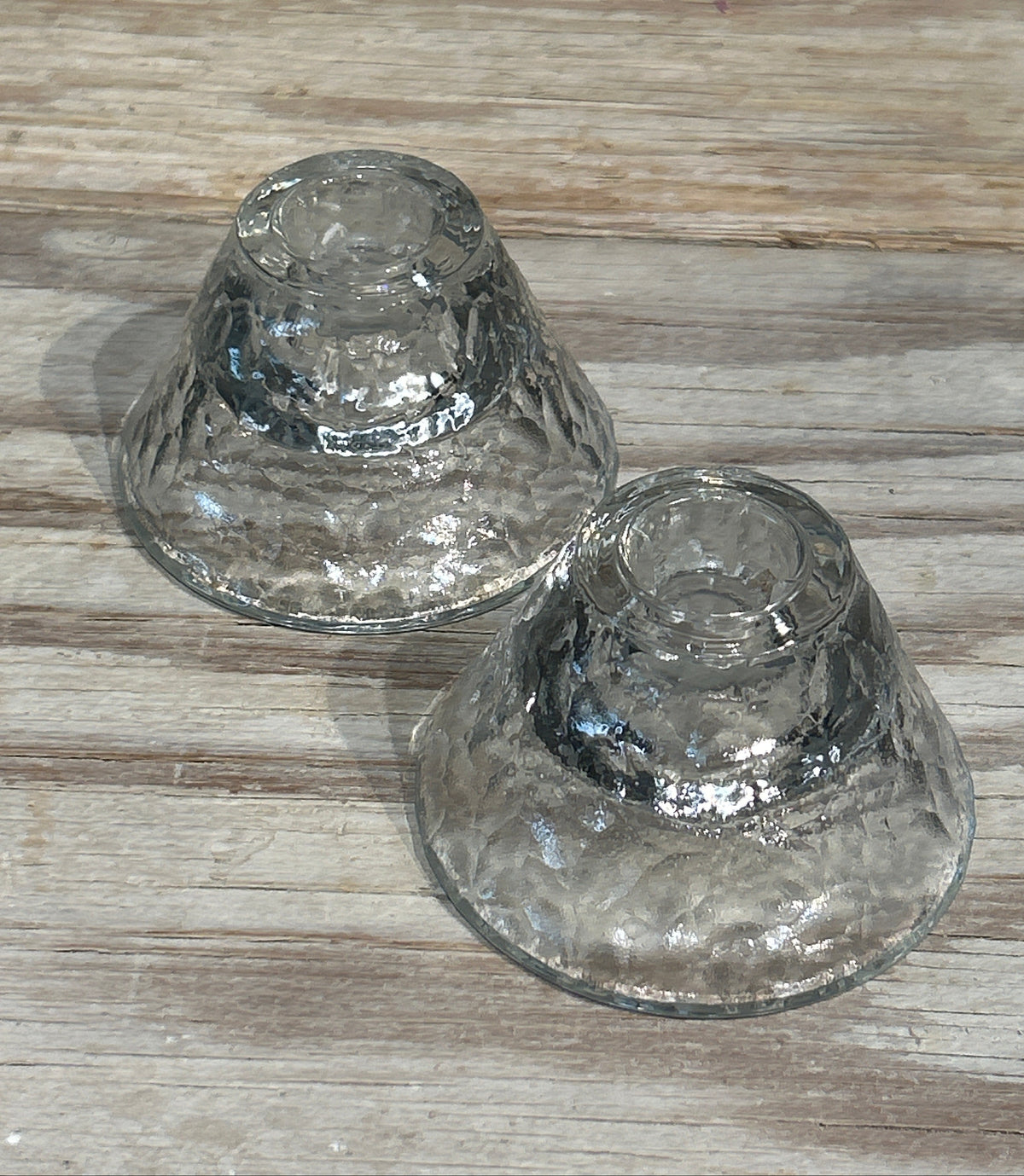 Vintage pair of French ice block candle holders