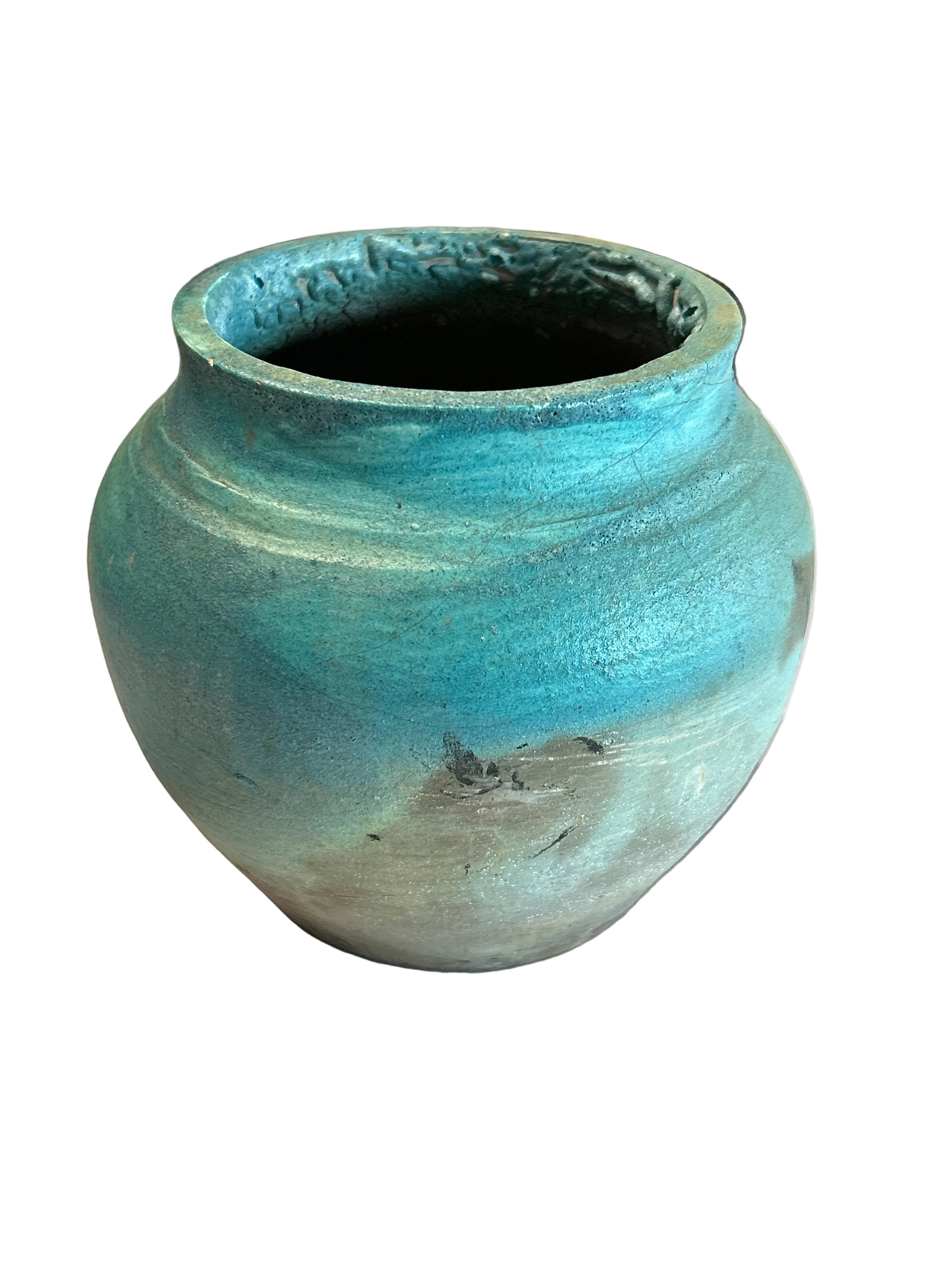 Vintage teal ceramic vase