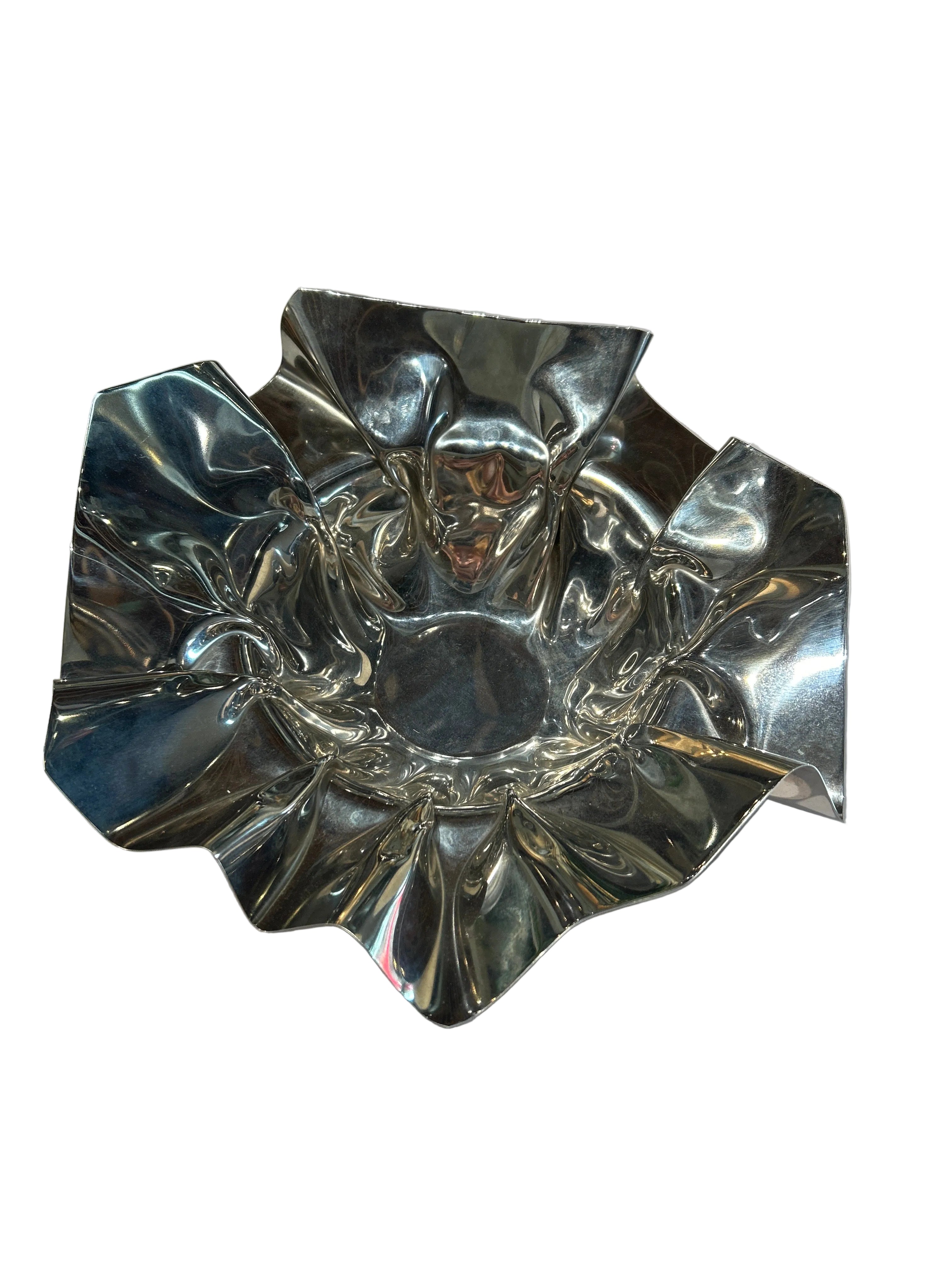 Vintage folded steel sculptural centerpiece bowl
