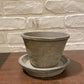 Grey terracotta pot w/ saucer