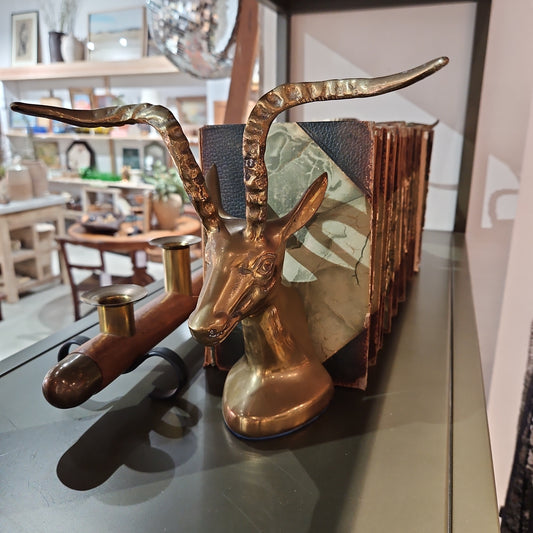 Brass deer head bookends (pair)