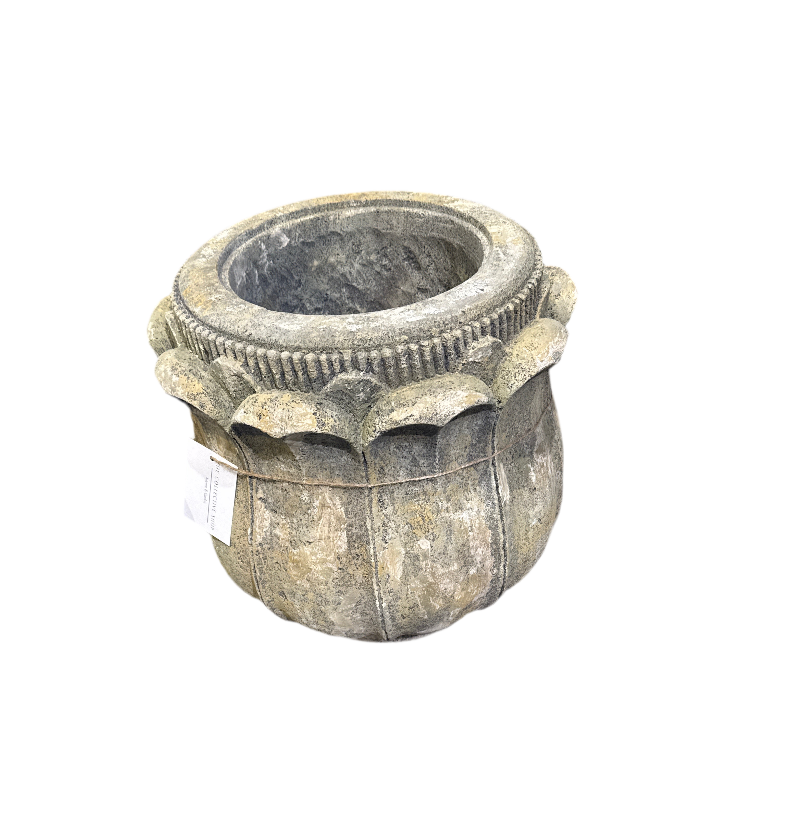 Volcanic Stone Planter in a Lotus Form