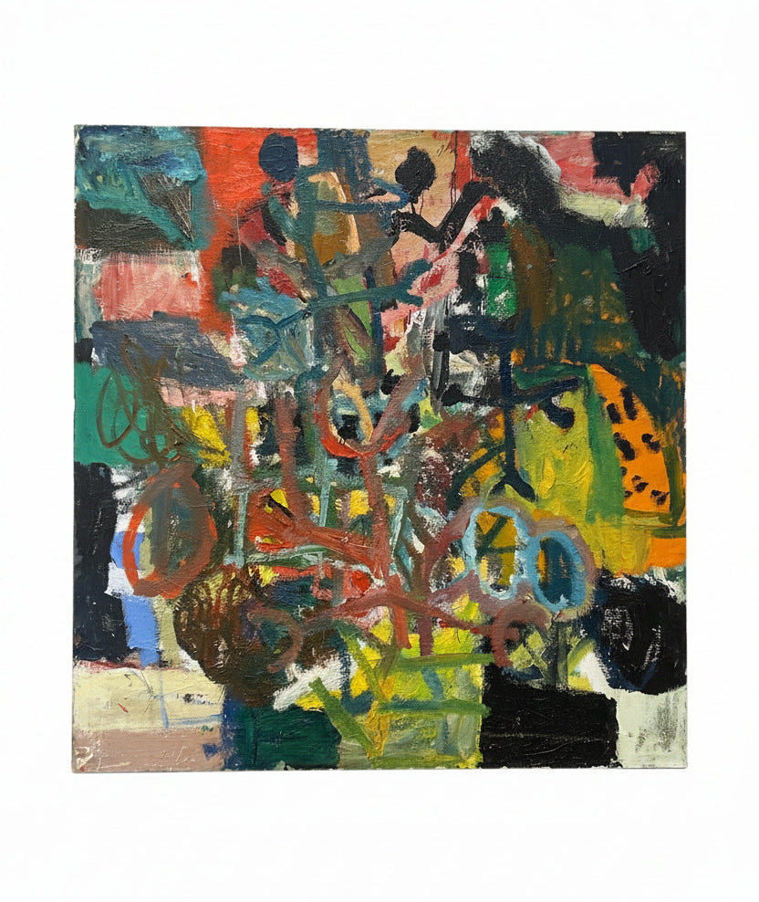 Large scale abstract canvas painting textured