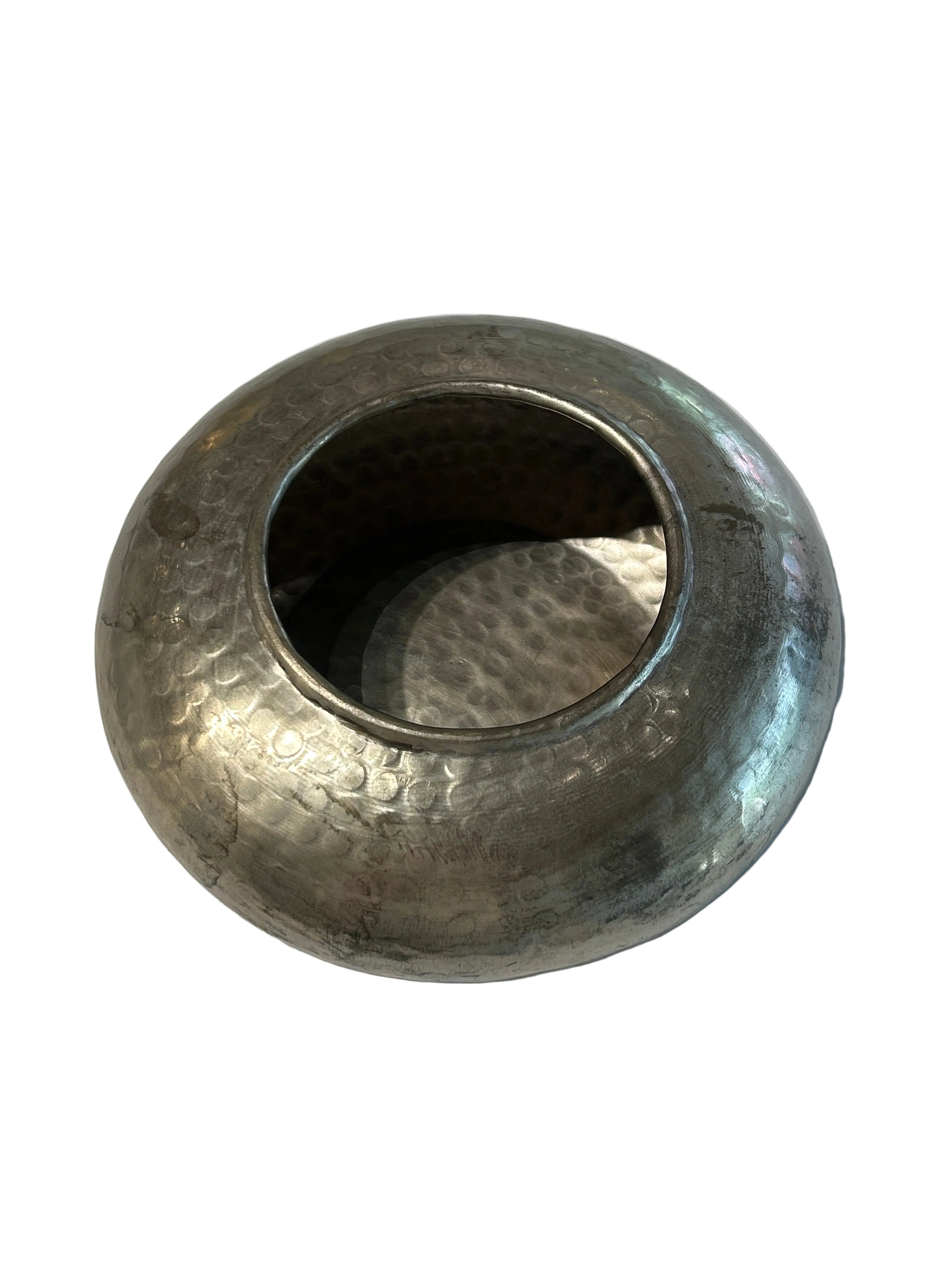 Vintage hammered silver plate vessel
