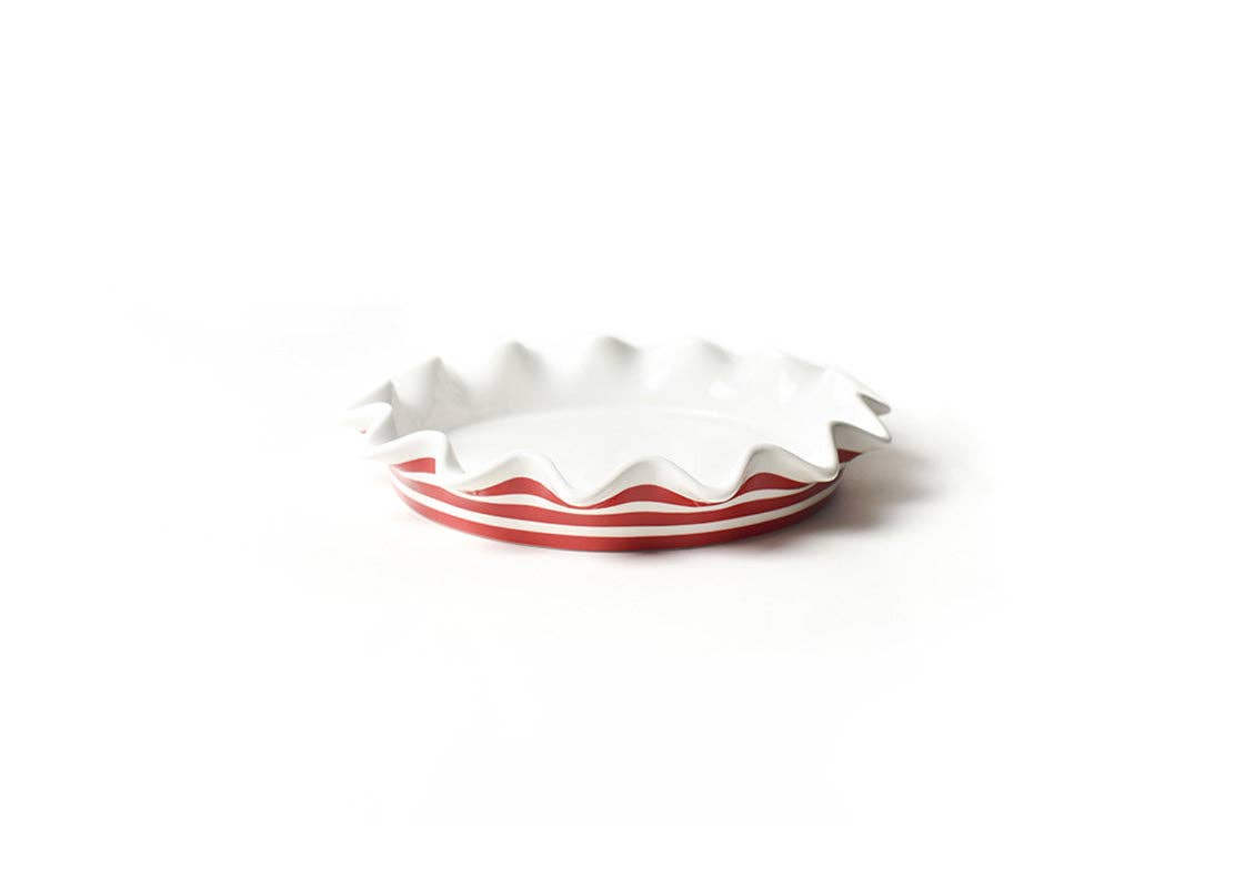 Red Stripe 8 Ruffle Pie Dish