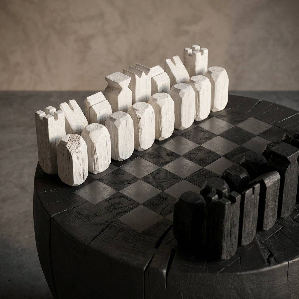 Designer Wood Chess Table | Chess Side Table