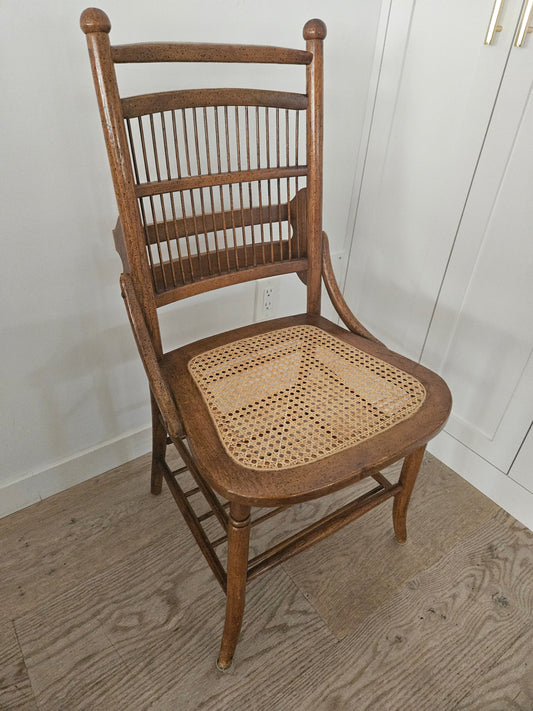 Wood cane chair with storage rack (Set of 4)