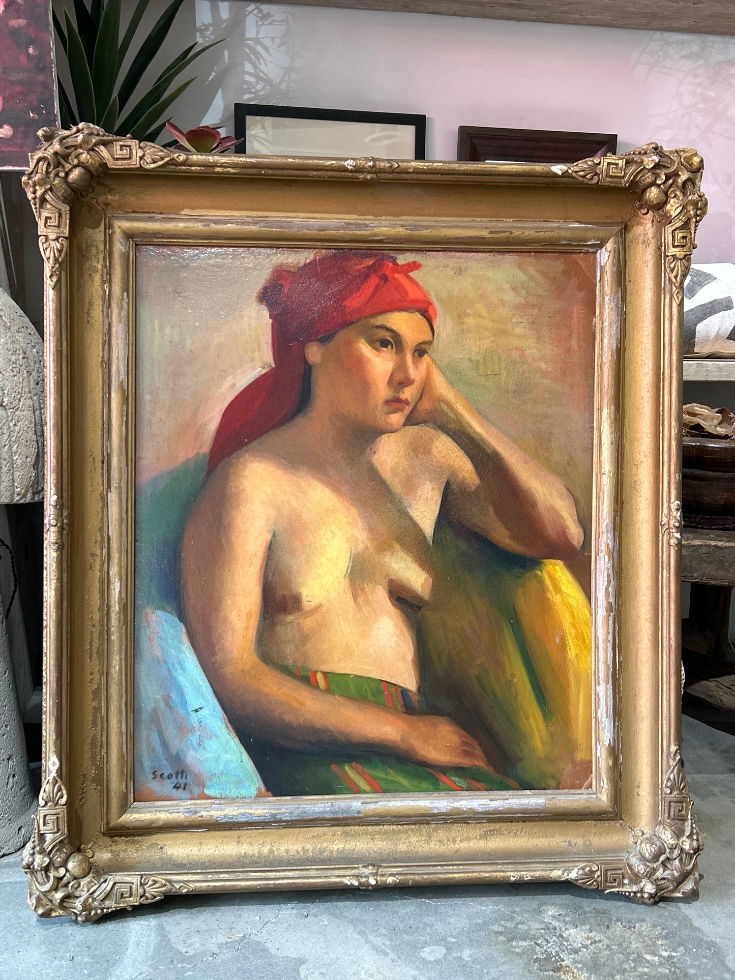 42”x38” Female with red turban