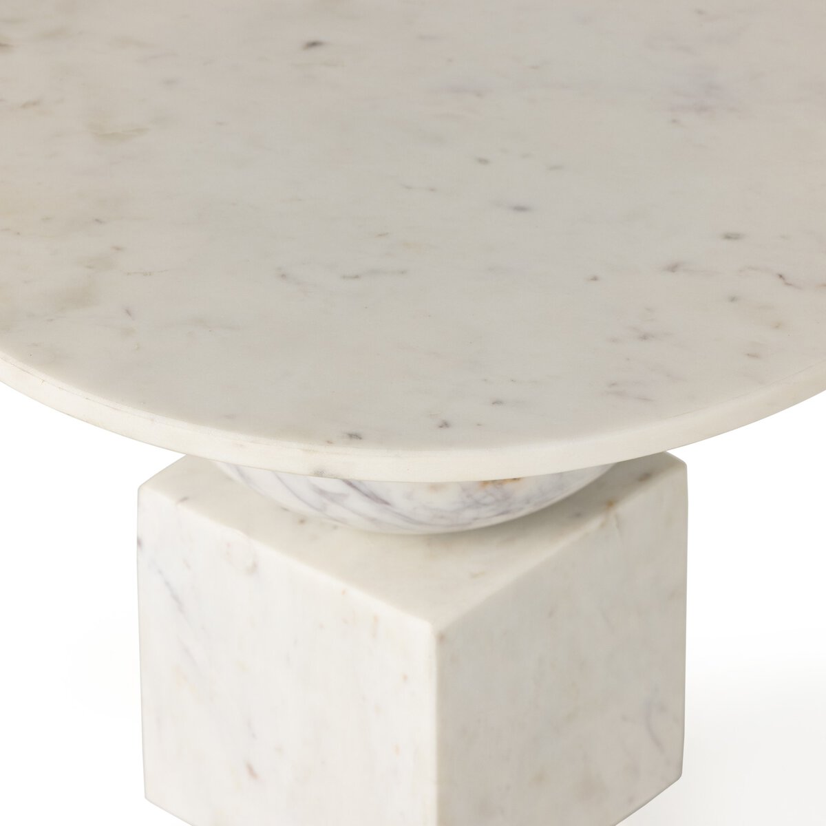 Neda End Table Polished White Marbl