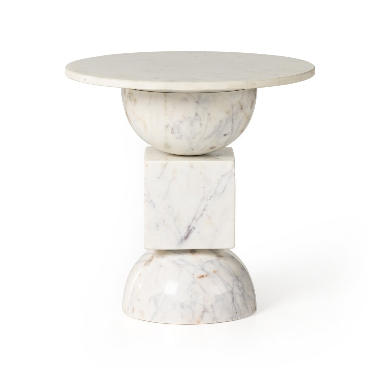 Neda End Table Polished White Marbl