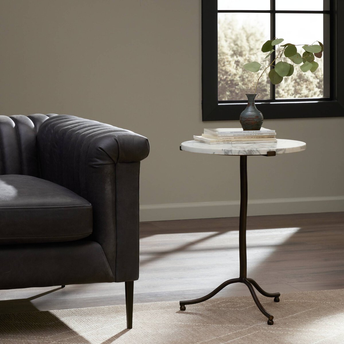 Sophie End Table Veined White Marble