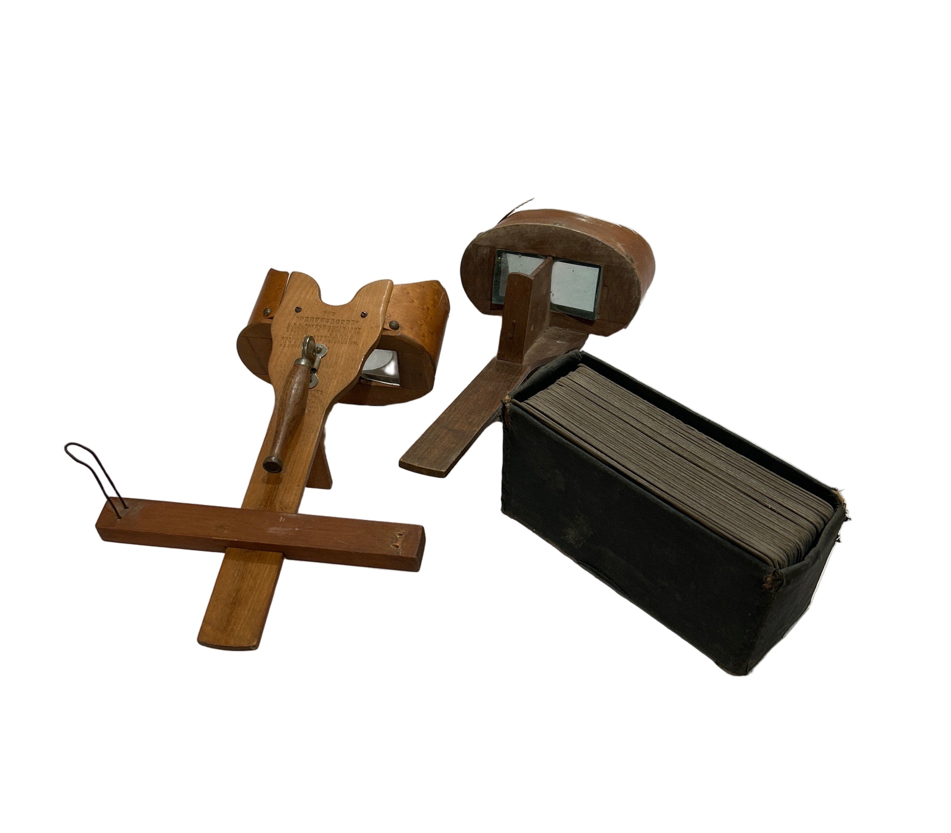 Vintage set of two stereoscopes and stereoview cards