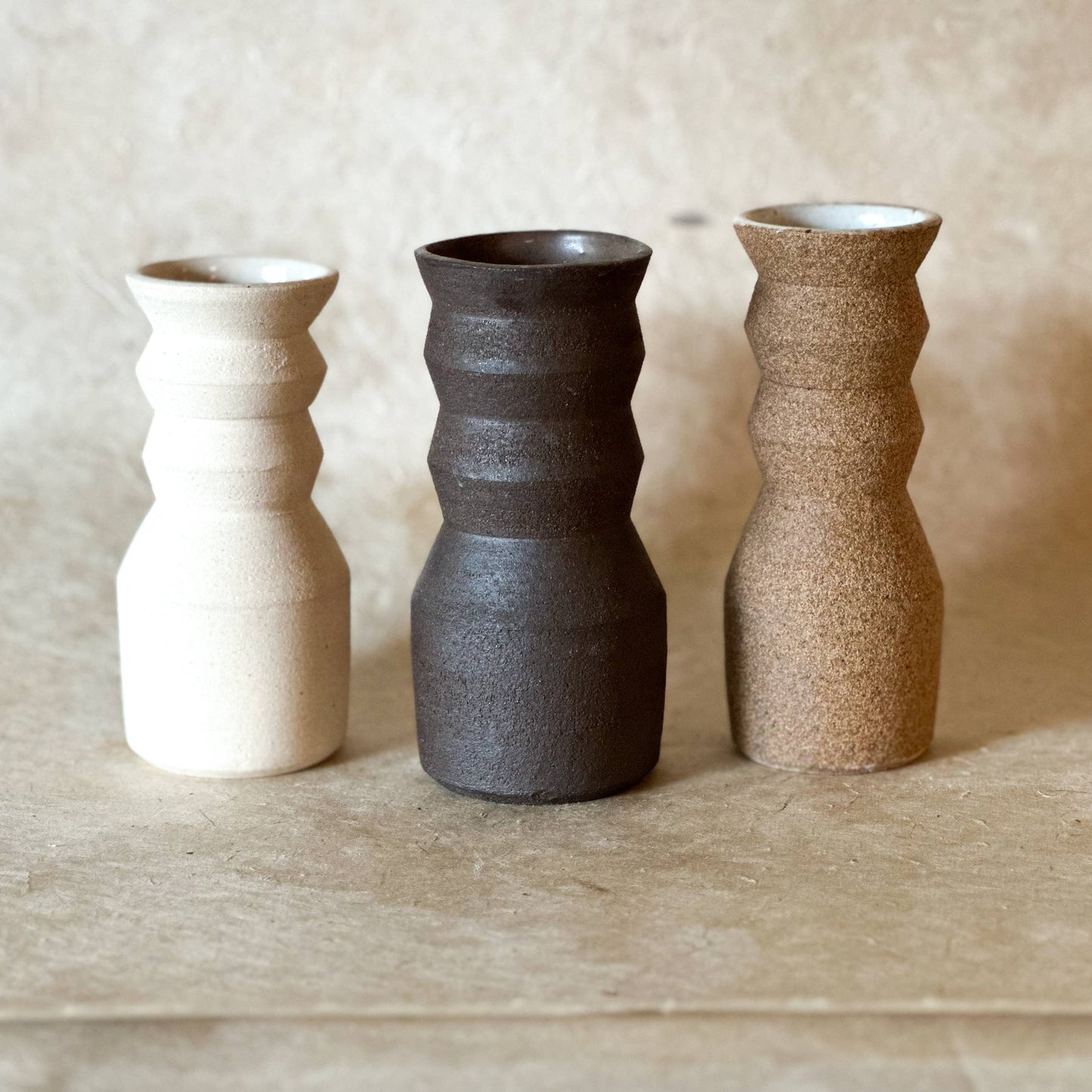 Small  Angled Neck Vase: Light Brown