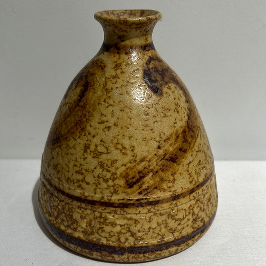 Vintage brown and beige ceramic vase