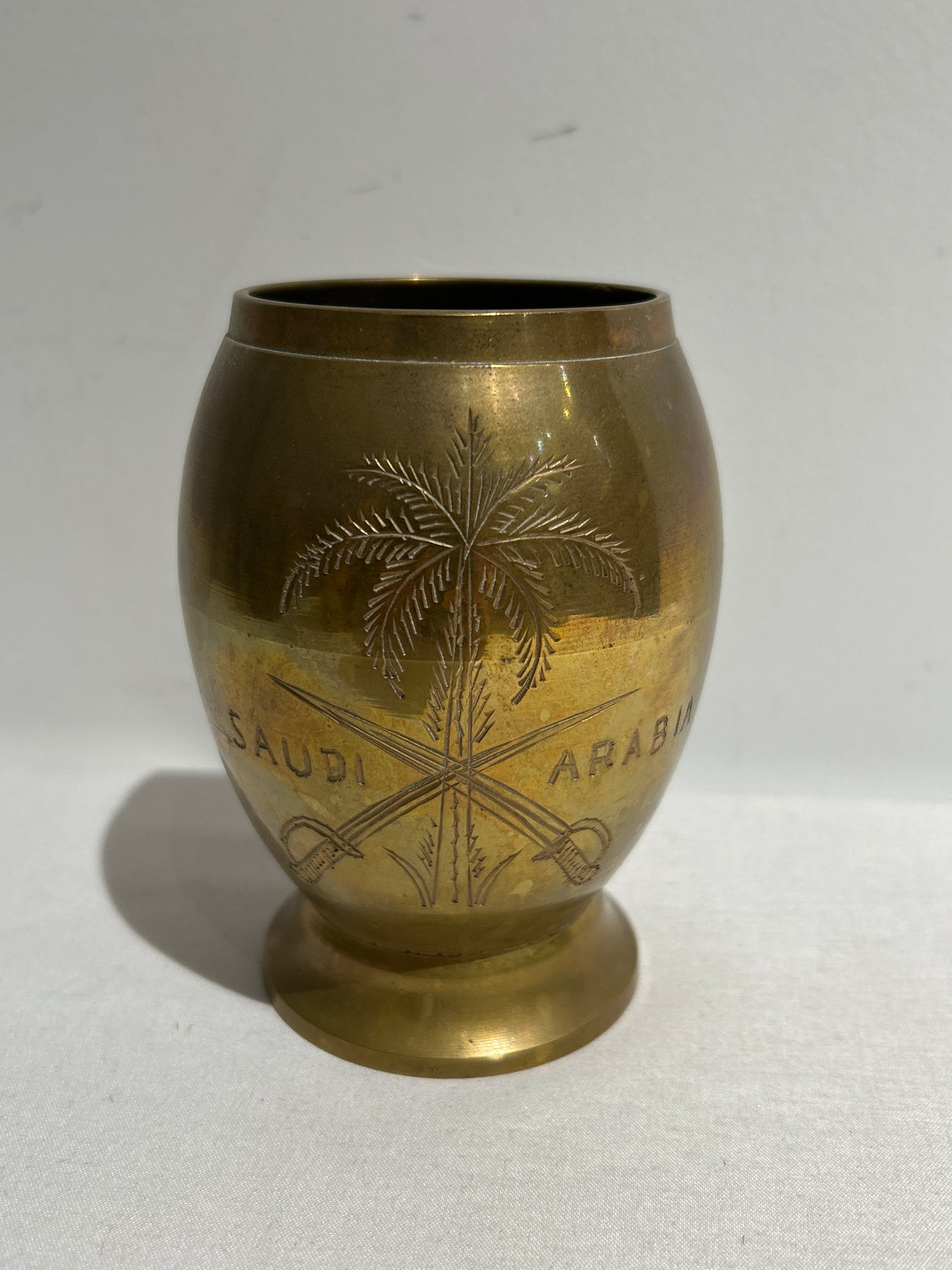 Vintage engraved brass vessel