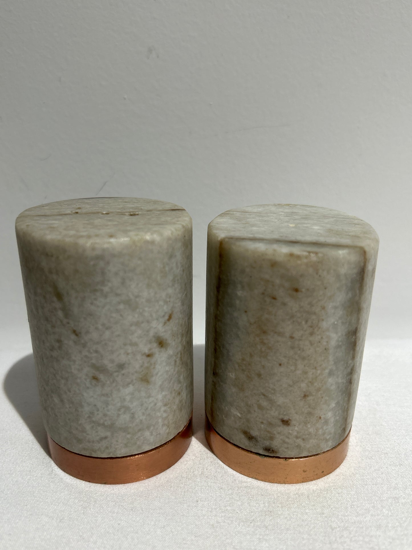 Vintage marble & copper salt and pepper shakers