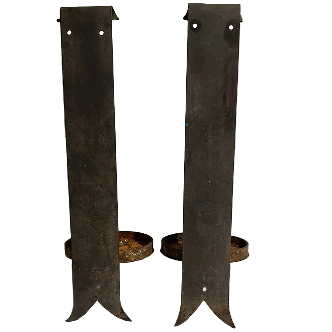 Distressed metal wall candle sconces