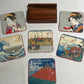 Vintage Japanese coaster set with holder