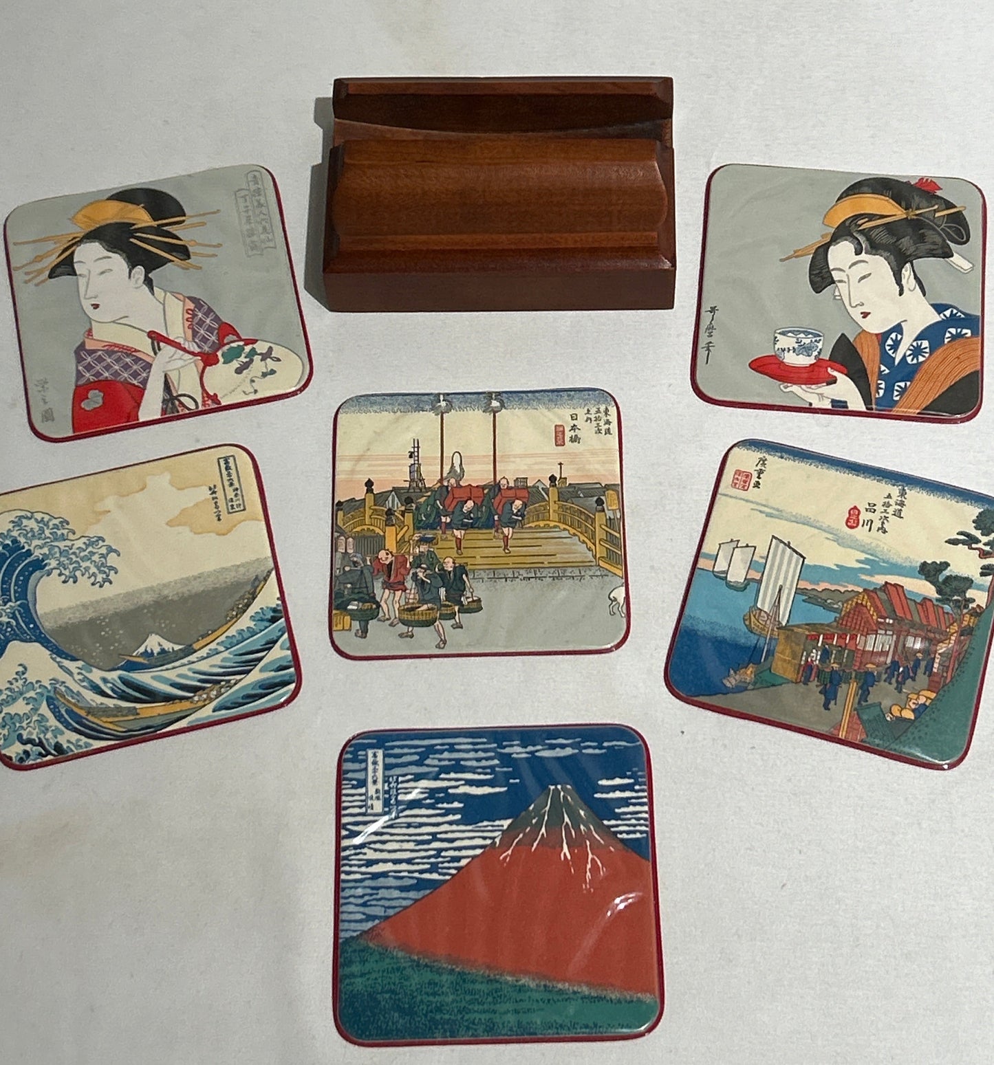 Vintage Japanese coaster set with holder