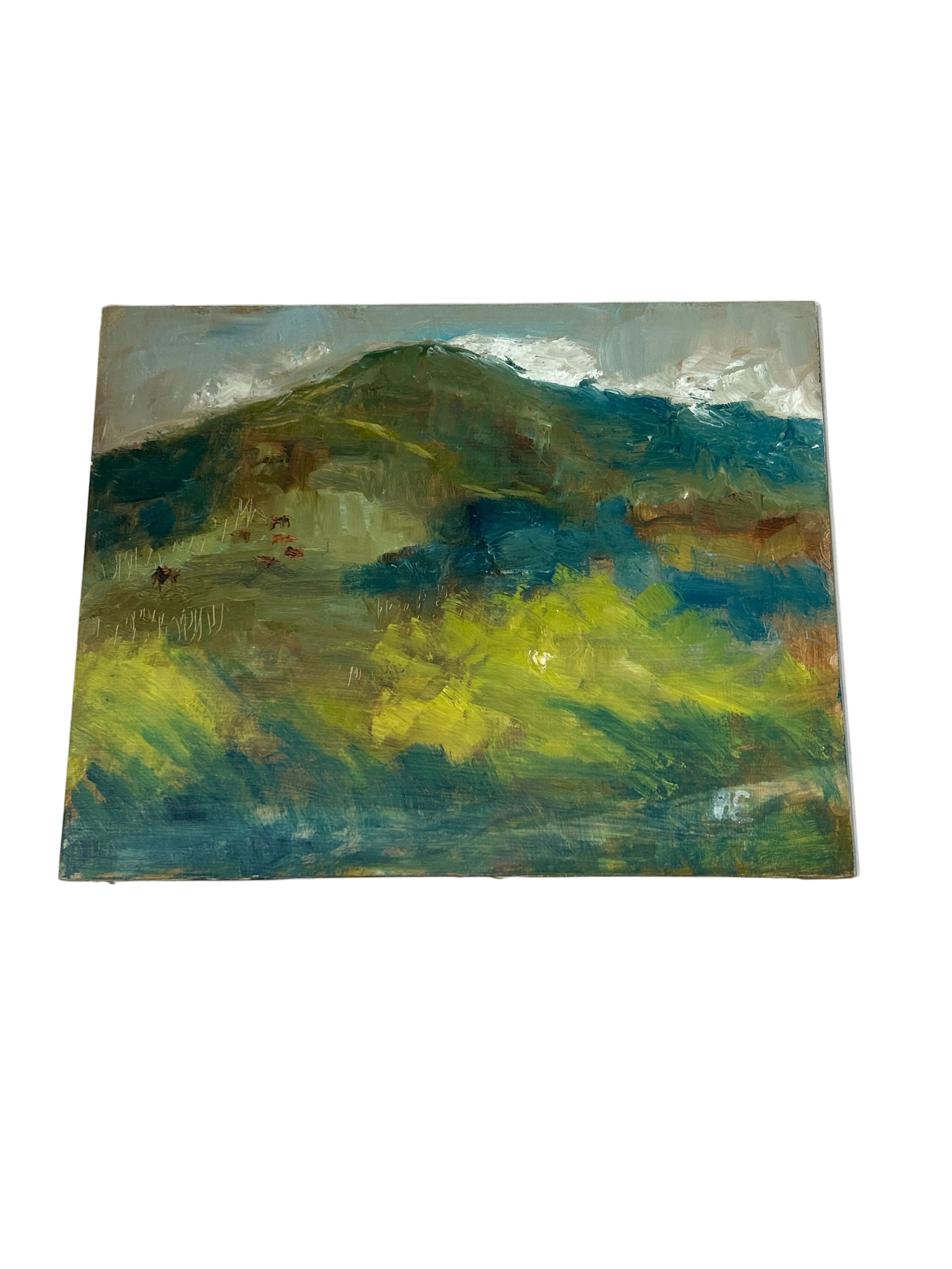 Vintage impressionist oil landscape painting signed
