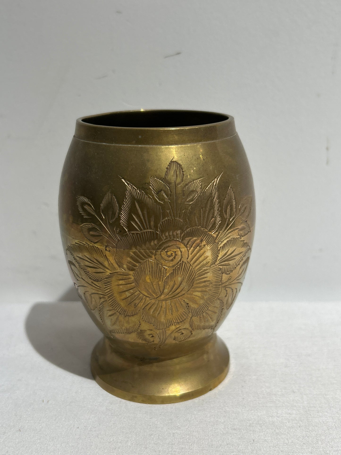 Vintage engraved brass vessel