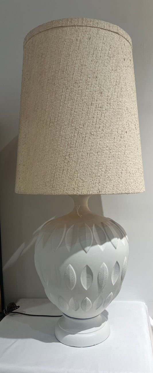 White lamp with leaf pattern