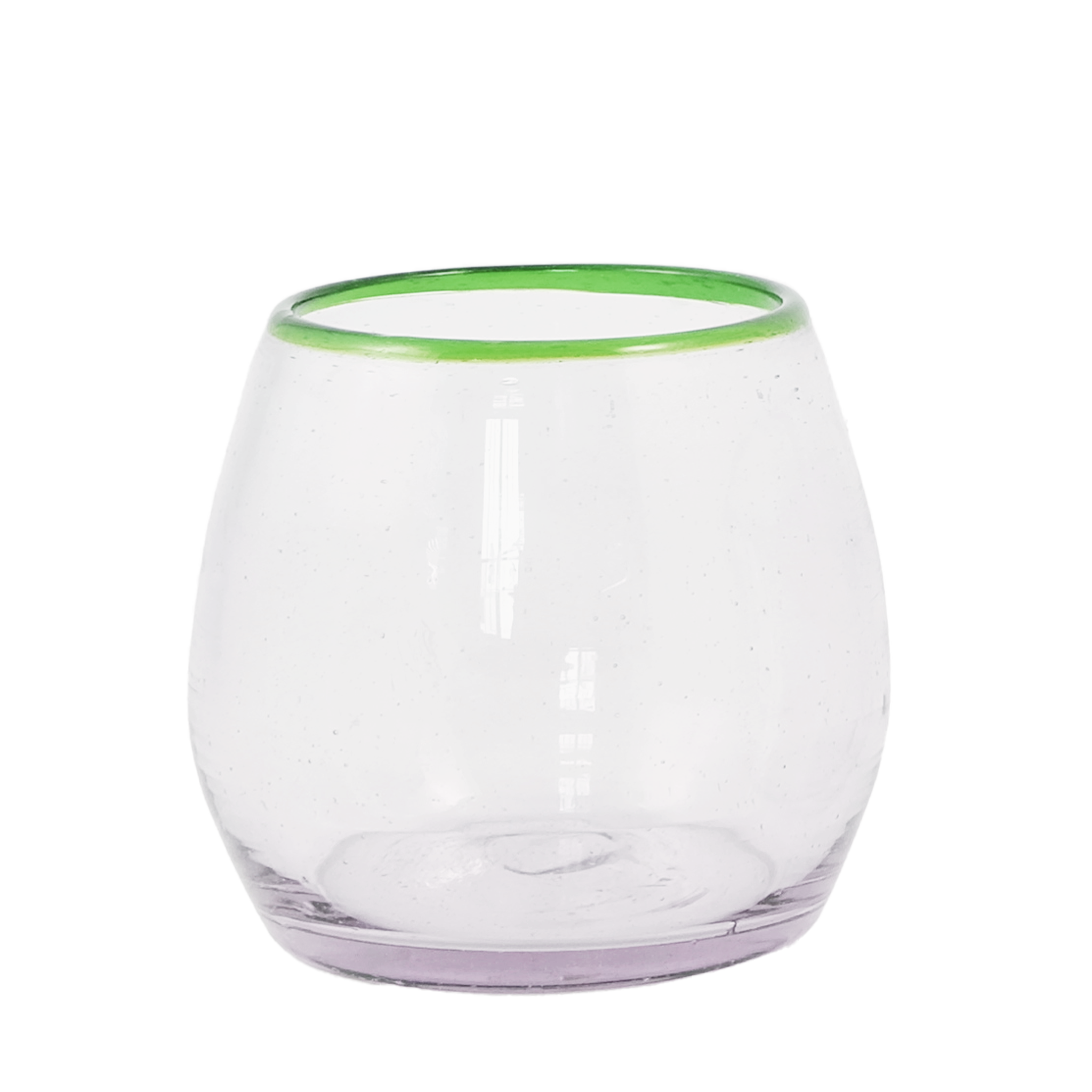 Green Rim Roly Stemless Wine Glass | Barware | Glassware