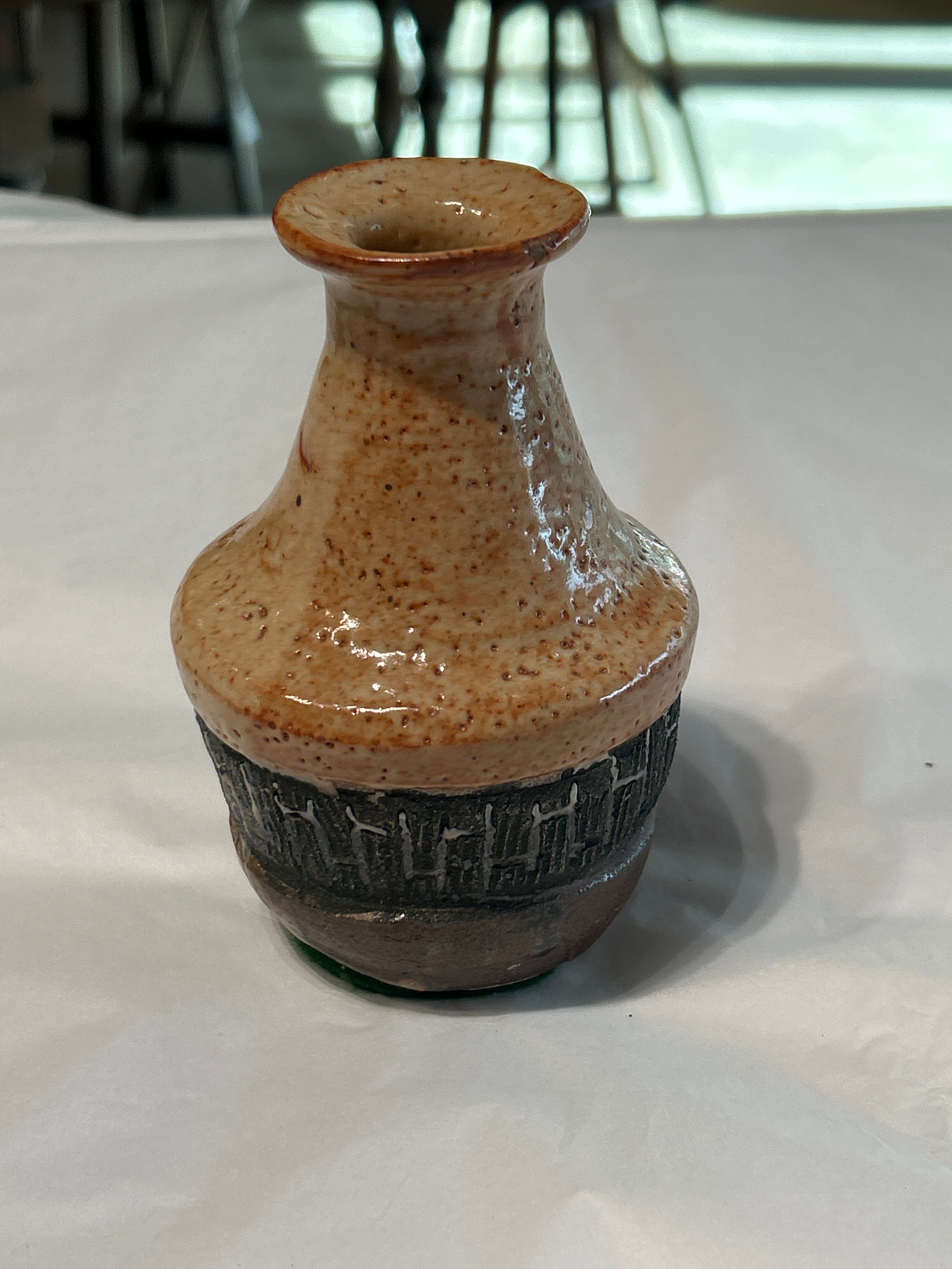 Vintage orange textured ceramic vase