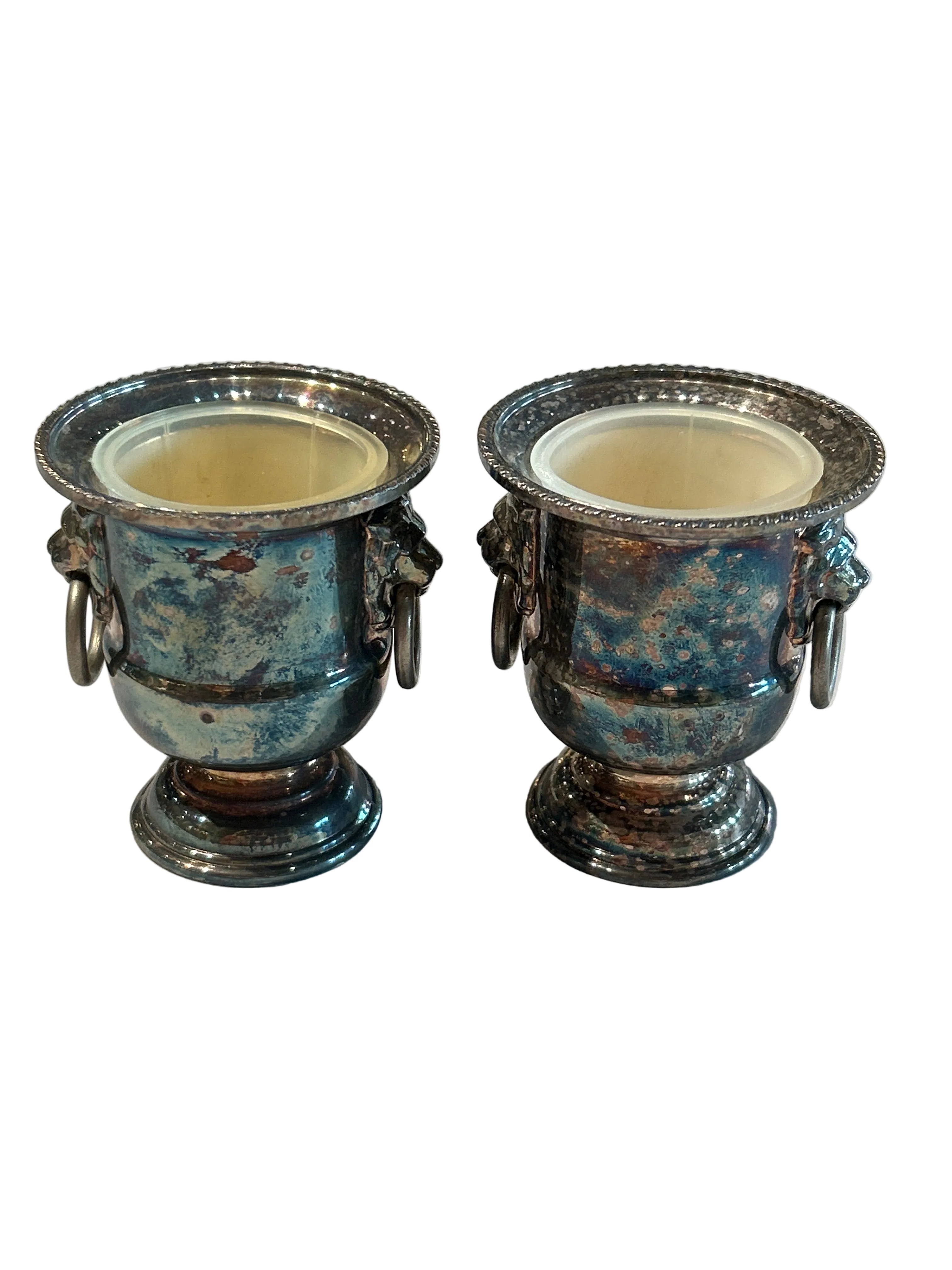 Vintage set of mini silver plated wine coolers