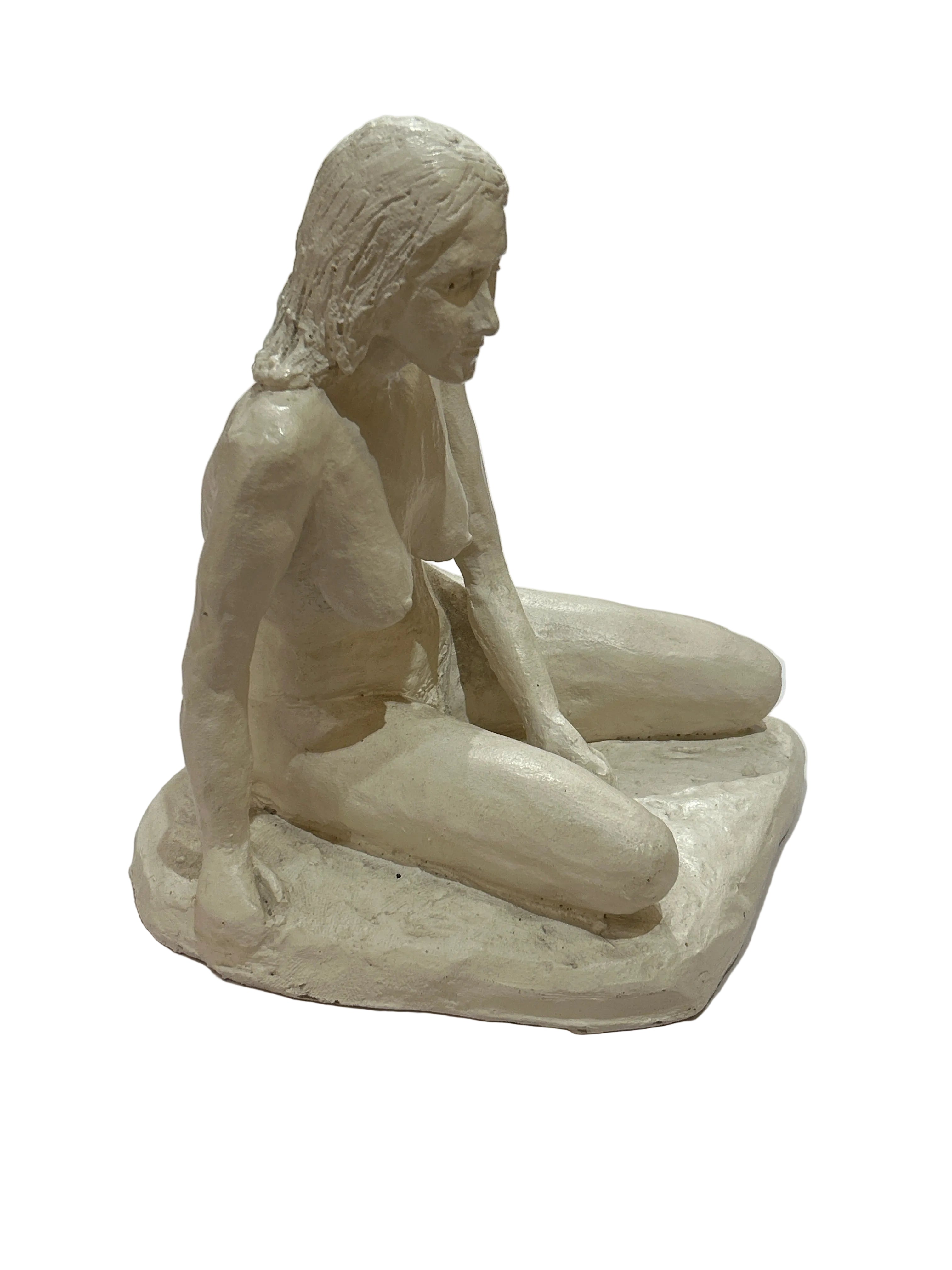 Vintage nude sitting woman sculpture
