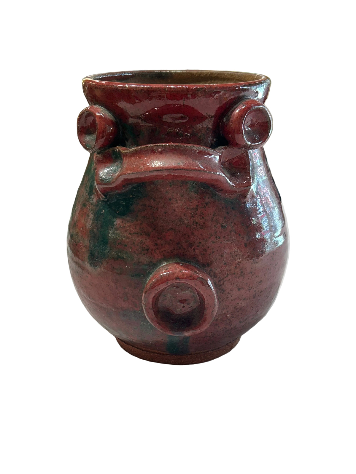Vintage handled red glazed ceramic pitcher