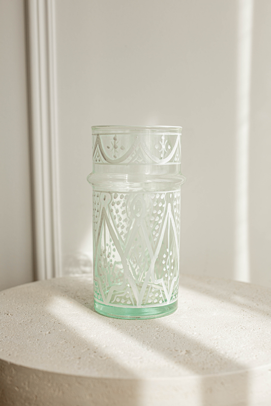 MARRAKECH GLASS VASE ZWAK WHITE