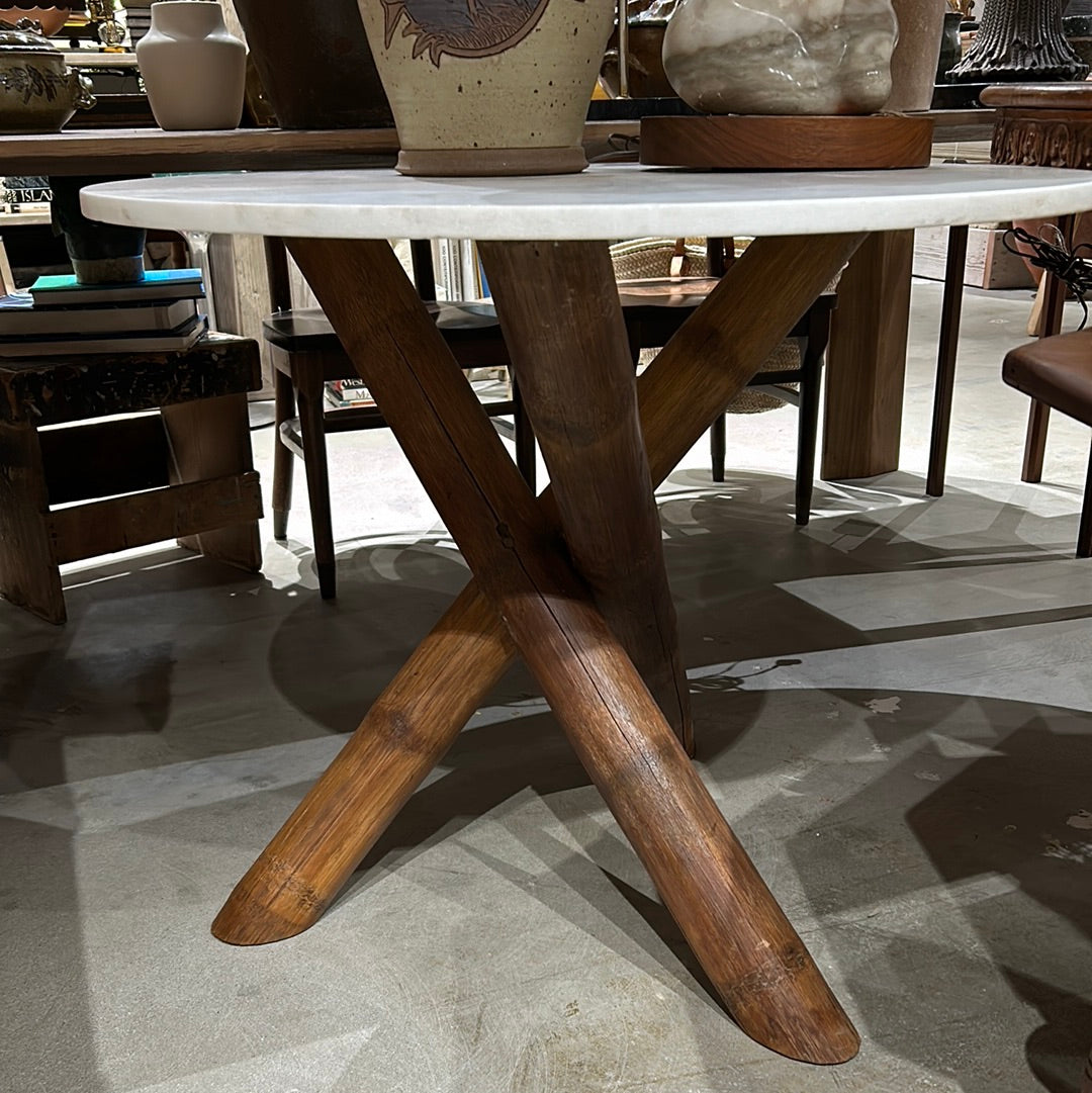 Marble table with bamboo legs