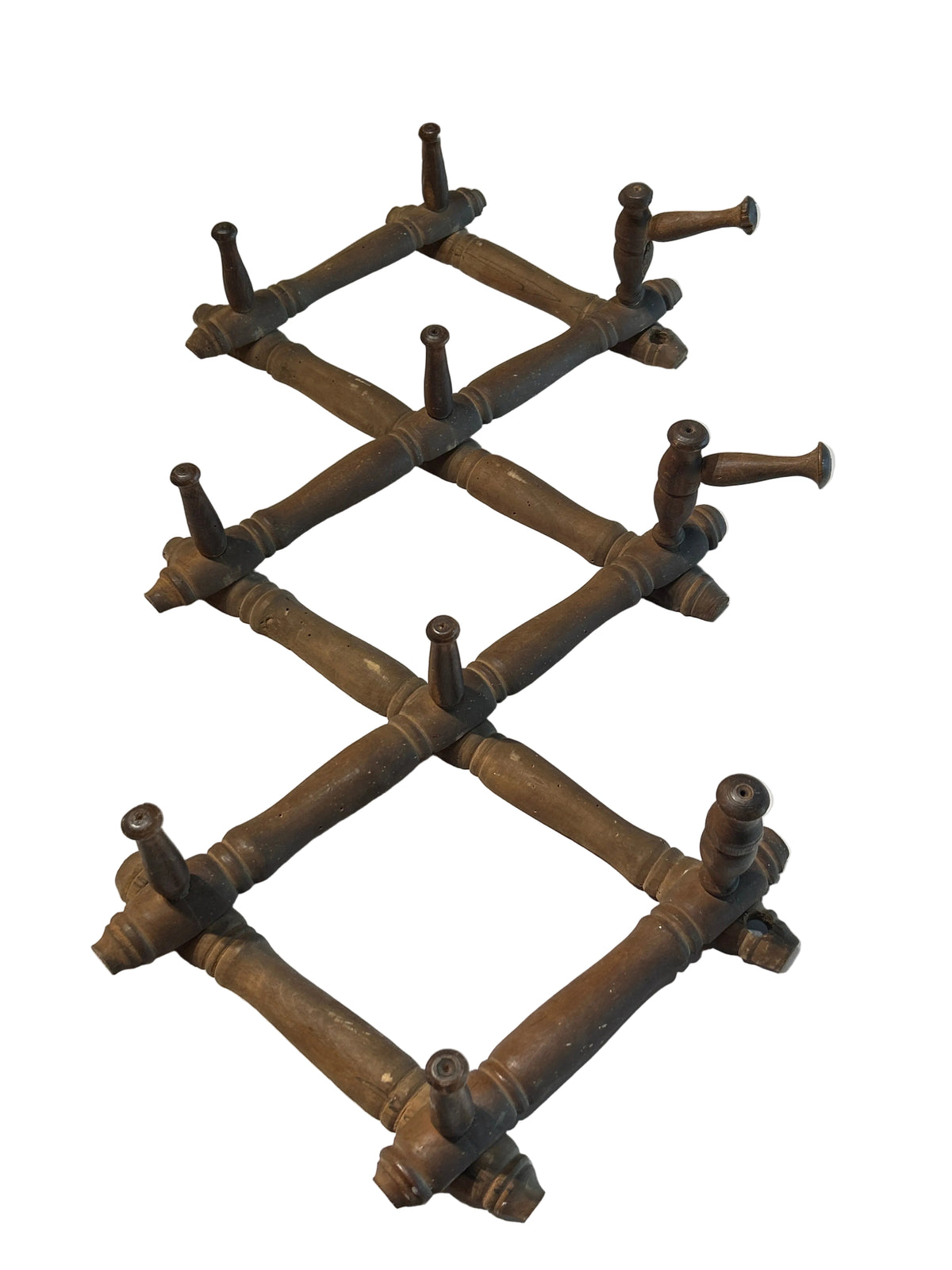 Vintage dark wood accordion wall rack