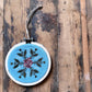 Handmade Embroidered Ornament: Tree & Reindeer on navy linen