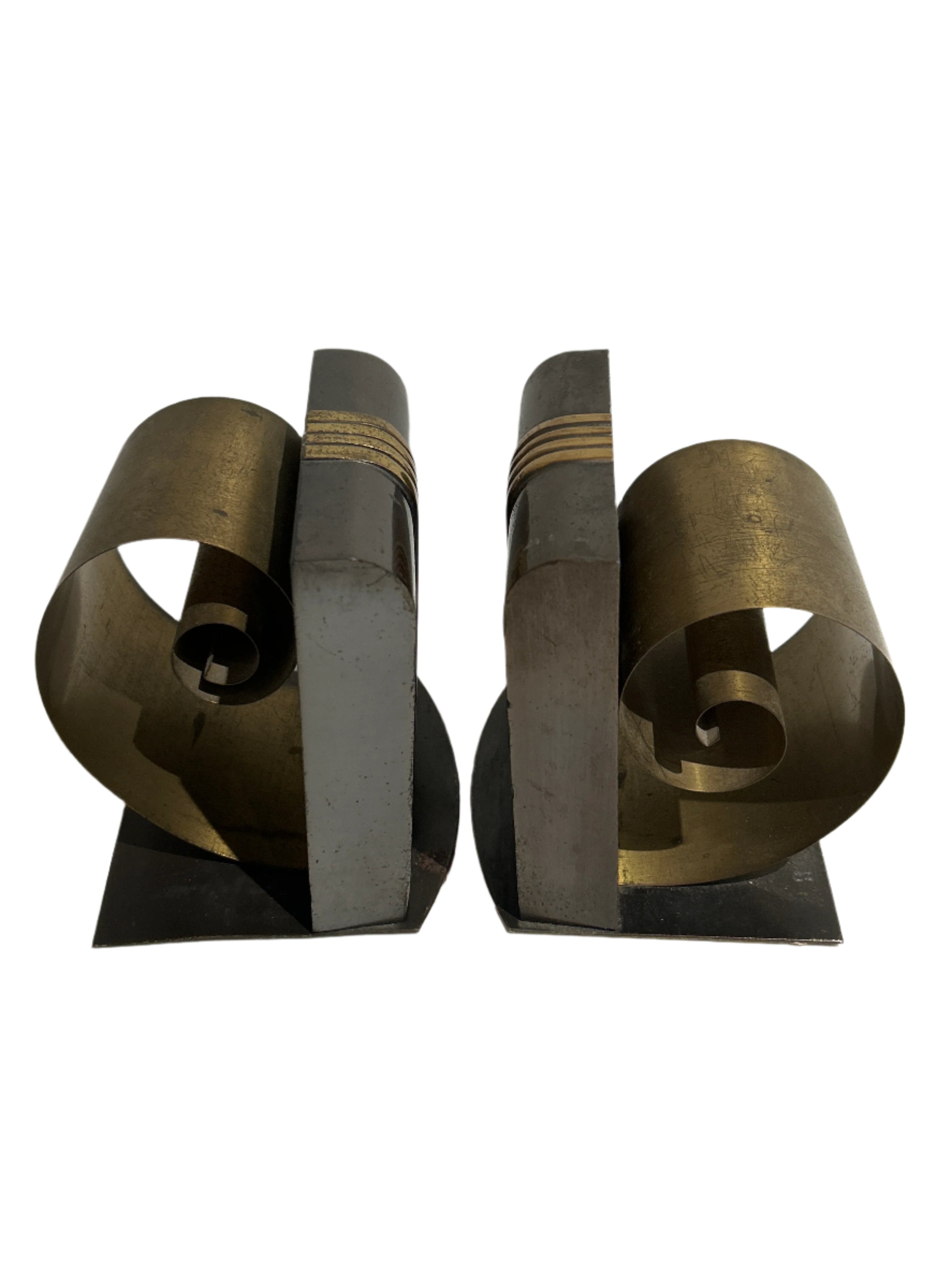 Vintage pair of brass spiral bookends