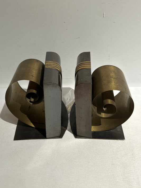 Vintage pair of brass spiral bookends