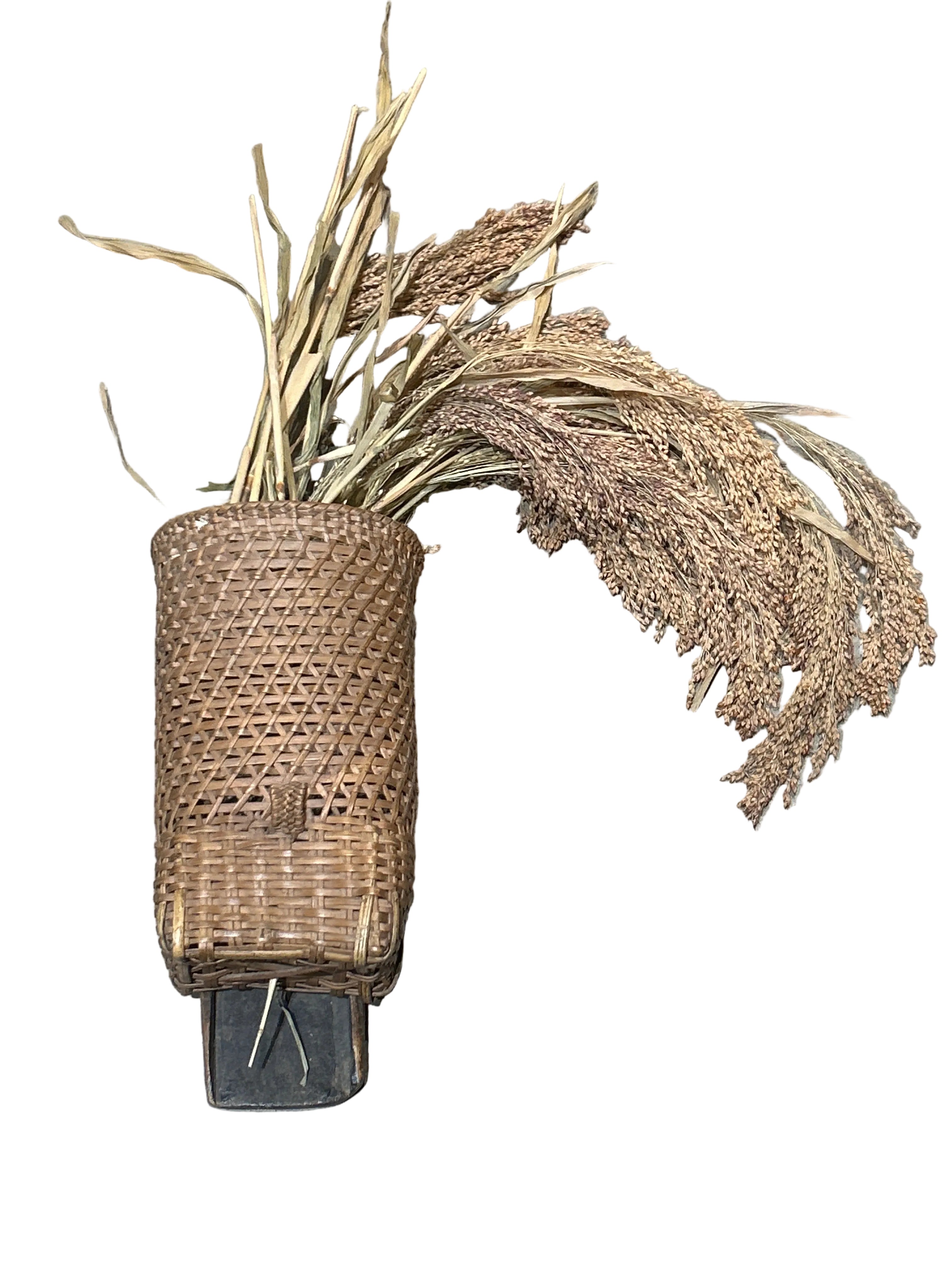 Vintage woven rattan wall basket